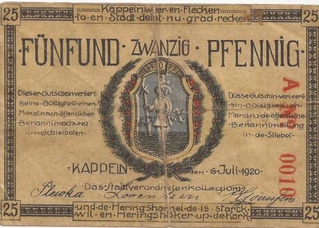 Аверс банкноты 25 fenigów (Niemcy) 1920