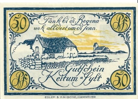 Реверс банкноты 50 пфеннигов (Германия)