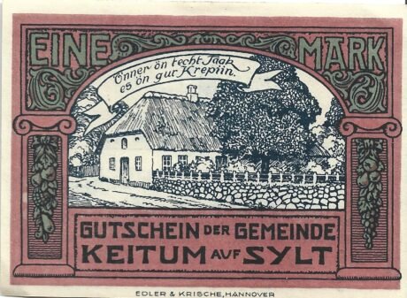 Реверс банкноты 1 marka (Niemcy) 1921