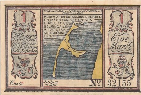 Аверс банкноты 1 marka Allgemeine Spa- und Leihkasse der Insel Sylt (Niemcy) 1922