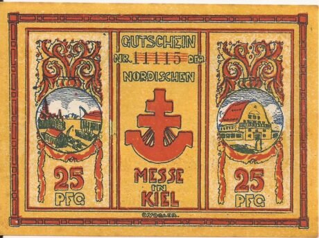 Аверс банкноты 25 fenigów Nordische Messe (Niemcy) 1921