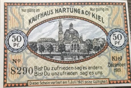 Аверс банкноты 50 fenigów Hartung & Co. (Niemcy) 1919