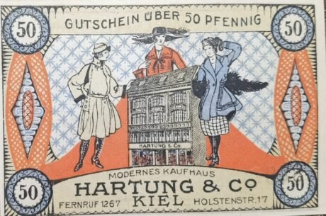Реверс банкноты 50 fenigów Hartung & Co. (Niemcy) 1919