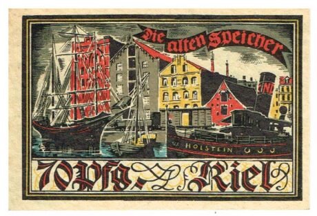 Реверс банкноты 70 fenigów Kieler Herbstwoche für Kunst und Wissenschaft (Niemcy) 1921