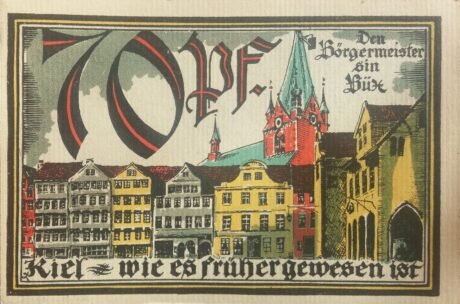 Реверс банкноты 70 fenigów Kieler Herbstwoche für Kunst und Wissenschaft (Niemcy) 1921