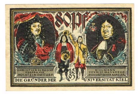 Реверс банкноты 80 fenigów Kieler Herbstwoche für Kunst und Wissenschaft (Niemcy) 1921