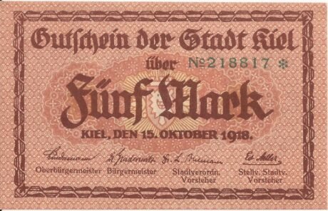 Аверс банкноты 5 marek (Niemcy) 1918