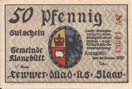 Аверс банкноты 50 fenigów (Niemcy) 1920