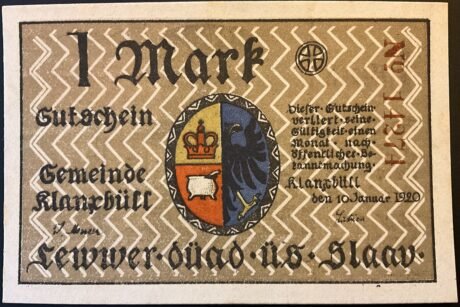 Аверс банкноты 1 marka (Niemcy) 1920