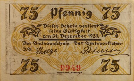 Реверс банкноты 75 пфеннигов (Германия) 1921 года