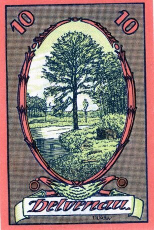 Реверс банкноты 10 fenigów (Niemcy)