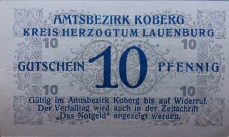 Реверс банкноты 10 fenigów (Niemcy) 1921