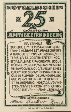 Аверс банкноты 25 fenigów (Niemcy) 1921
