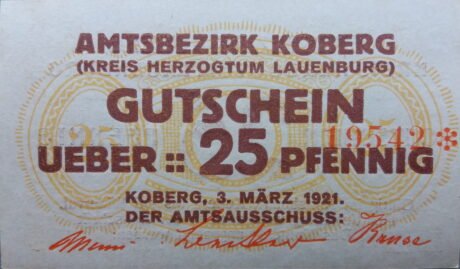 Аверс банкноты 25 fenigów (Niemcy) 1921