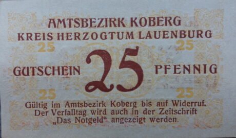Реверс банкноты 25 fenigów (Niemcy) 1921