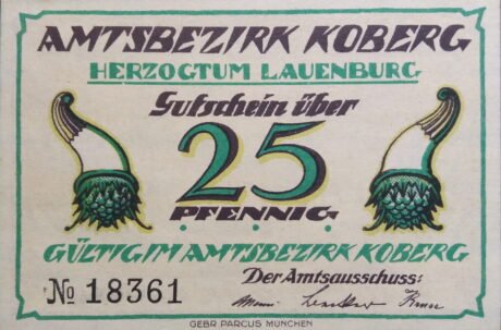 Аверс банкноты 25 fenigów (Niemcy) 1921