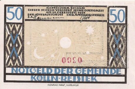 Аверс банкноты 50 fenigów (Niemcy) 1921