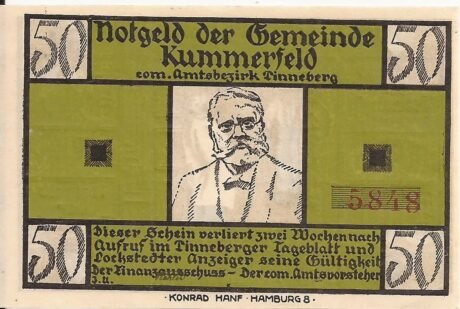 Аверс банкноты 50 fenigów (Niemcy)