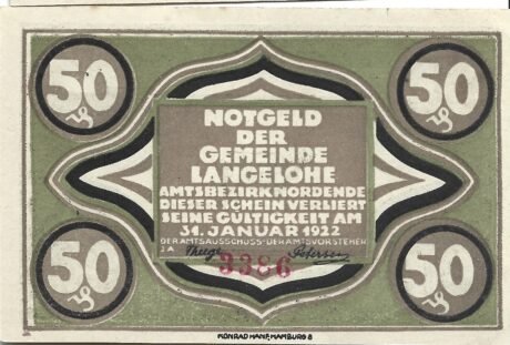 Аверс банкноты 50 fenigów (Niemcy)