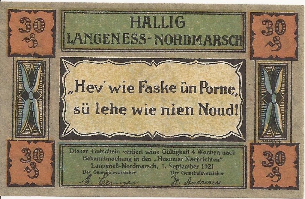 Аверс банкноты 30 пфеннигов (Германия) 1921 года