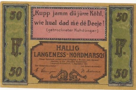 Аверс банкноты 50 fenigów (Niemcy) 1921