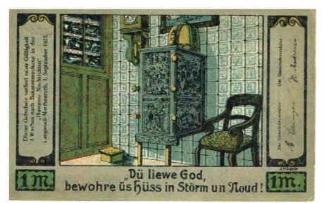 Реверс банкноты 1 marka (Niemcy) 1921