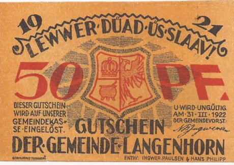 Аверс банкноты 50 fenigów (Niemcy) 1921