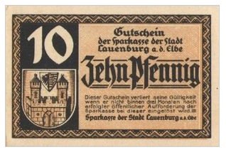 Аверс банкноты 10 fenigów Sparkasse (Niemcy) 1918