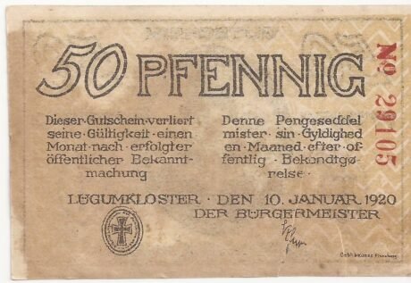 Аверс банкноты 50 fenigów (Niemcy) 1920