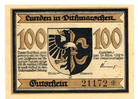 Аверс банкноты 1 marka (Niemcy) 1921