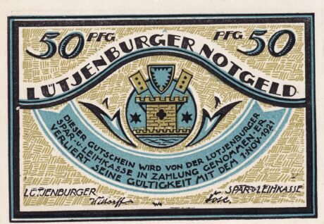 Аверс банкноты 50 пфеннигов Spar- und Leihkasse (Германия)