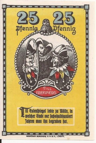Реверс банкноты 25 fenigów (Niemcy) 1921