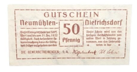 Аверс банкноты 50 fenigów (Niemcy)