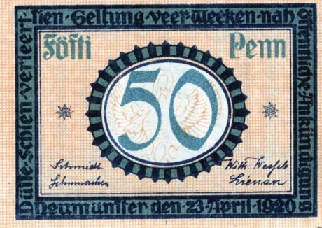 Аверс банкноты 50 fenigów (Niemcy) 1920