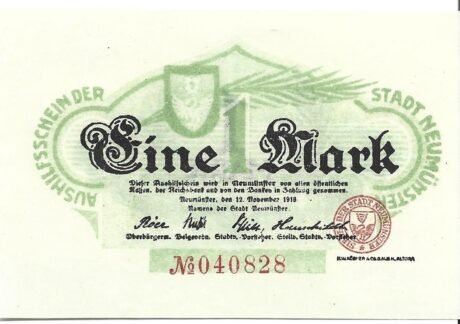 Аверс банкноты 1 marka (Niemcy) 1918