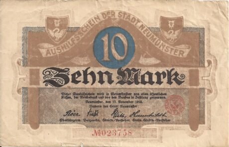 Аверс банкноты 10 marek (Niemcy) 1918