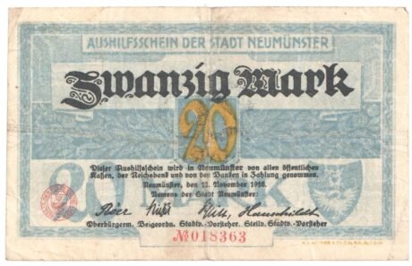 Аверс банкноты 20 marek (Niemcy) 1918