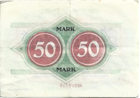 Реверс банкноты 50 marek (Niemcy) 1918