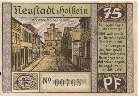 Реверс банкноты 75 пфеннигов (Германия)