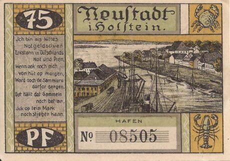 Реверс банкноты 75 fenigów (Niemcy)