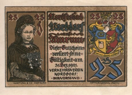 Аверс банкноты 25 fenigów Verkehrsverein (Niemcy)