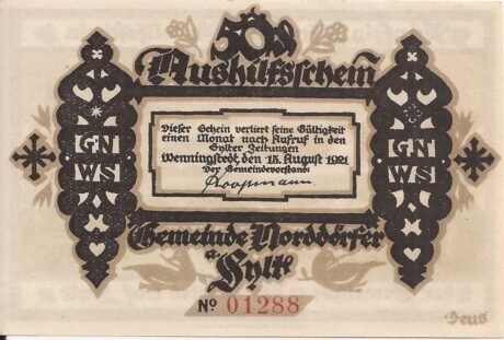 Аверс банкноты 50 fenigów (Niemcy) 1921