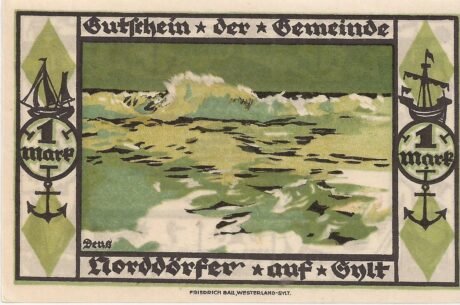 Реверс банкноты 1 marka (Niemcy) 1921