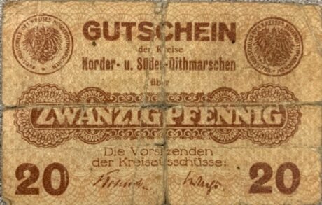 Аверс банкноты 20 fenigów (Niemcy) 1918