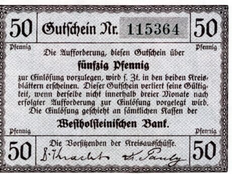 Аверс банкноты 50 fenigów (Niemcy) 1920