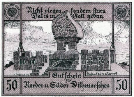 Реверс банкноты 50 fenigów (Niemcy) 1920