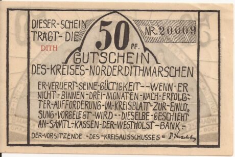 Аверс банкноты 50 fenigów (Niemcy) 1921