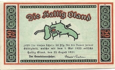 Аверс банкноты 50 fenigów (Niemcy) 1921