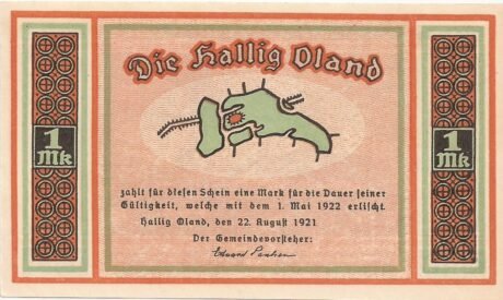 Аверс банкноты 1 marka (Niemcy) 1921