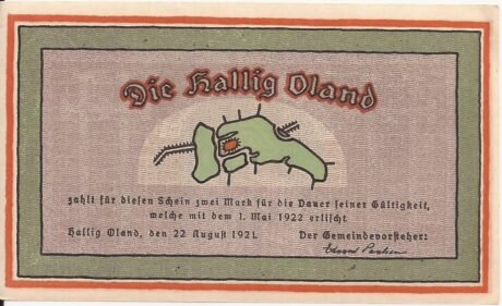 Аверс банкноты 2 marki (Niemcy) 1921